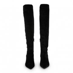 Pre Owned Love Moschino Black Velvet Over the Knee Boots Size 38