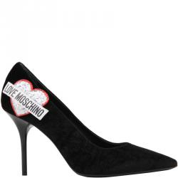 Pre Owned Love Moschino Black Velvet Pointed Toe Pumps Size 36