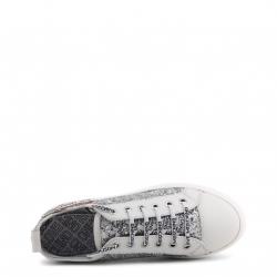 Pre Owned Love Moschino White Glitter and Leather Platform Sneakers Size 39