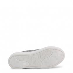 Pre Owned Love Moschino White Glitter and Leather Platform Sneakers Size 39