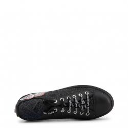 Pre Owned Love Moschino Black Glitter and Leather Platform Sneakers Size 39