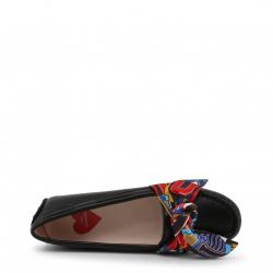 Pre Owned Love Moschino Black Faux Leather Bow Loafers Size 39