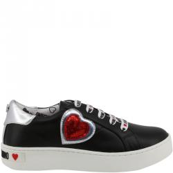 Pre Owned Love Moschino Black Faux Leather Platform Sneakers Size 37