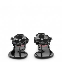 Pre Owned Love Moschino Black Rubber Flower Flat Thong Sandals Size 39