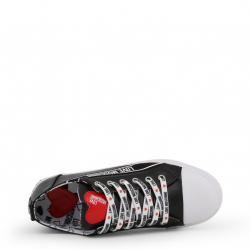 Pre Owned Love Moschino Black Faux Leather Lace Up Sneakers Size 36