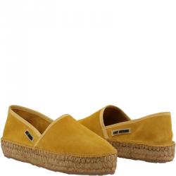 Pre Owned Love Moschino Mustard Yellow Suede Platform Espadrilles Size 37