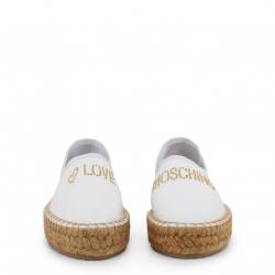 Pre Owned Love Moschino White Faux Leather Platform Espadrilles Size 41