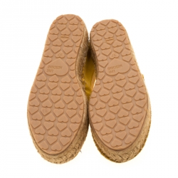 Pre Owned Love Moschino Mustard Yellow Suede Platform Espadrilles Size 37