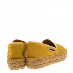 Pre Owned Love Moschino Mustard Yellow Suede Platform Espadrilles Size 37