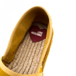 Pre Owned Love Moschino Mustard Yellow Suede Platform Espadrilles Size 37