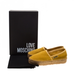 Pre Owned Love Moschino Mustard Yellow Suede Platform Espadrilles Size 37