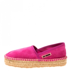 Pre Owned Love Moschino Pink Suede Platform Espadrilles Size 36