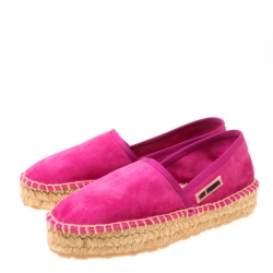 Pre Owned Love Moschino Pink Suede Platform Espadrilles Size 36