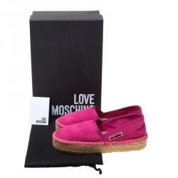 Pre Owned Love Moschino Pink Suede Platform Espadrilles Size 36