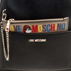 Pre Owned Love Moschino Black Leather Backpack