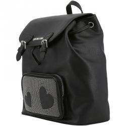 Pre Owned Love Moschino Black Faux Leather Studded Backpack