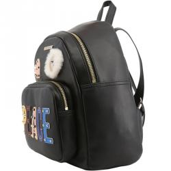Pre Owned Love Moschino Black Leather PEACE Backpack