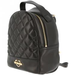 Pre Owned Love Moschino Black Quilted Leather Backpack
