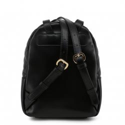 Pre Owned Love Moschino Black Quilted Faux Leather Chain Handle Backpack