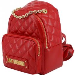 Pre Owned Love Moschino Red Quilted Faux Leather Chain Handle Backpack