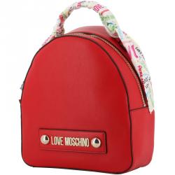 Pre Owned Love Moschino Red Faux Leather Scarf Backpack