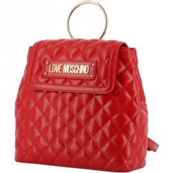 Pre Owned Love Moschino Red Quilted Faux Leather Ring Handle Backpack