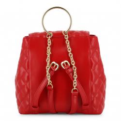 Pre Owned Love Moschino Red Quilted Faux Leather Ring Handle Backpack