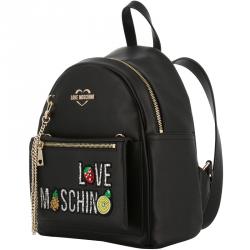 Pre Owned Love Moschino Black Faux Leather Chain Backpack Bag