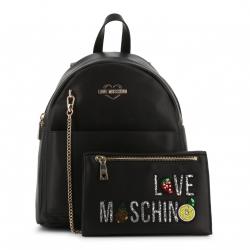 Pre Owned Love Moschino Black Faux Leather Chain Backpack Bag