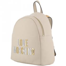 Pre Owned Love Moschino White Faux Leather Applique Backpack