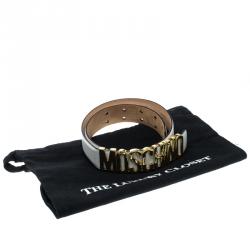 Pre Owned Moschino White Leather Logo Belt 38CM