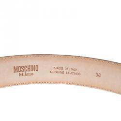 Pre Owned Moschino Red Leather Logo Belt 90 CM