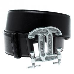 مملوكة مسبقًا حزام موسكينو C كلامب جلد أسود 75 سم