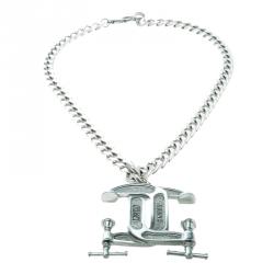 Pre Owned Moschino Capsule Silver Tone Chain Link Necklace