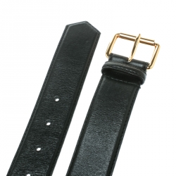 Pre Owned Moschino Black Leather Logo Chain Belt 100 CM