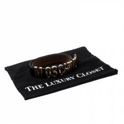 Pre Owned Moschino Glossy Black Leather Redwall Logo Belt 85cm