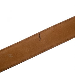 Pre Owned Moschino Black Redwall Leather Heart Buckle Belt 102CM