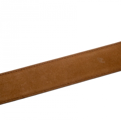 Pre Owned Moschino Black Redwall Leather Heart Buckle Belt 102CM