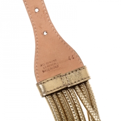 Pre Owned Moschino Gold Metallic Mutli Strand Leather Belt 85CM