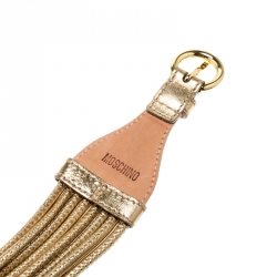 Pre Owned Moschino Gold Metallic Mutli Strand Leather Belt 85CM