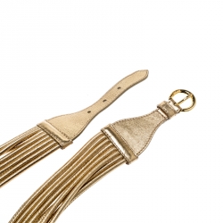 Pre Owned Moschino Gold Metallic Mutli Strand Leather Belt 85CM