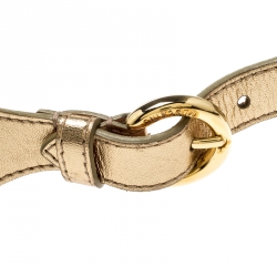 Pre Owned Moschino Gold Metallic Mutli Strand Leather Belt 85CM