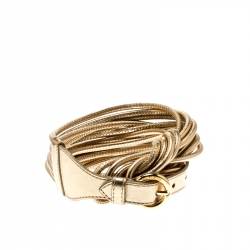 Pre Owned Moschino Gold Metallic Mutli Strand Leather Belt 85CM