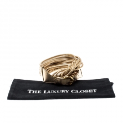 Pre Owned Moschino Gold Metallic Mutli Strand Leather Belt 85CM