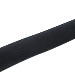 Pre Owned Moschino Black Leather Classic Logo Belt Size 110CM