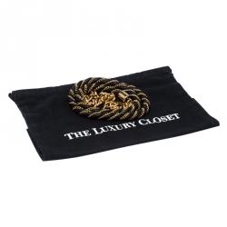 Pre Owned Moschino Black/Gold Leather and Chain Belt 105CM