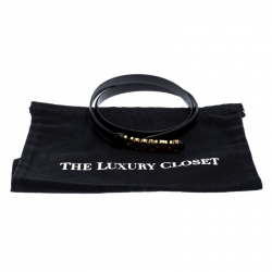 Pre Owned حزام موسكينو إبزيم شعار جلد أسود 100 سم