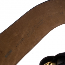 Pre Owned Moschino Black Leather Heart Buckle Belt 70CM