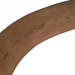 Pre Owned Moschino Dark Brown Leather Heart Buckle Belt 80CM