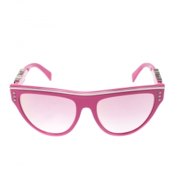 Pre Owned Moschino Hot Pink/ Pink & Peach Gradient Mirrored MOS002/S Cat Eye Sunglasses